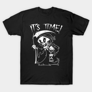 It's Time! Death Retro 30's Cartoon Grim Reaper Skeleton T-Shirt